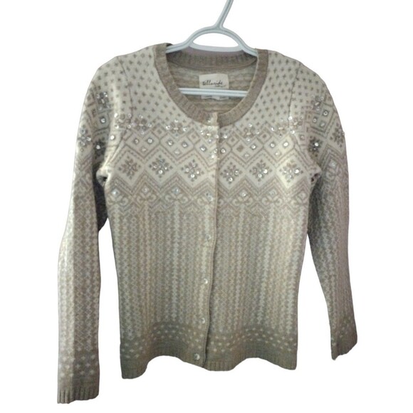 Telluride Clothing Co. Fair Isle Beaded Lambs Wool Cardigan Women's Size Small - Picture 1 of 9
